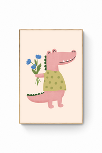 Cocodrilo - Flores azules